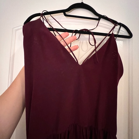 NWT ZARA SUMMER DRESS wine color with sheer panel and strappy back SIZE L - Picture 6 of 8